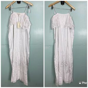 All‎ that Remains Limited Edition White Midi Embroidered Dress Floral Sz 8